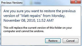 Windows 7 Restore Previous Version